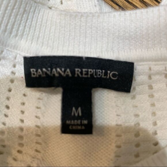 Banana Republic White Long Sleeve Waffled Crewneck Sweater Detailed Back size M - Picture 5 of 6